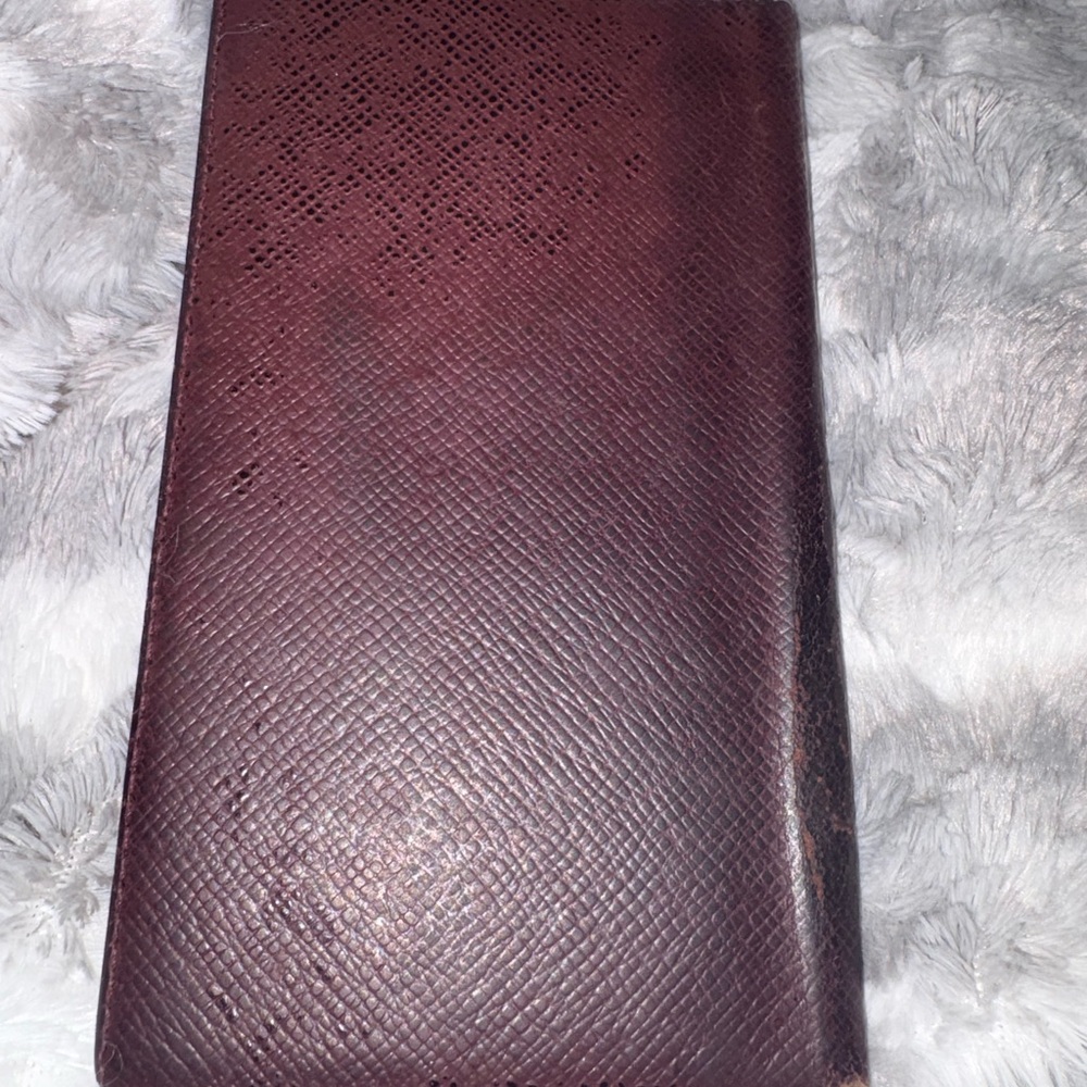 Louis Vuitton Burgundy Textured Wallet View 6